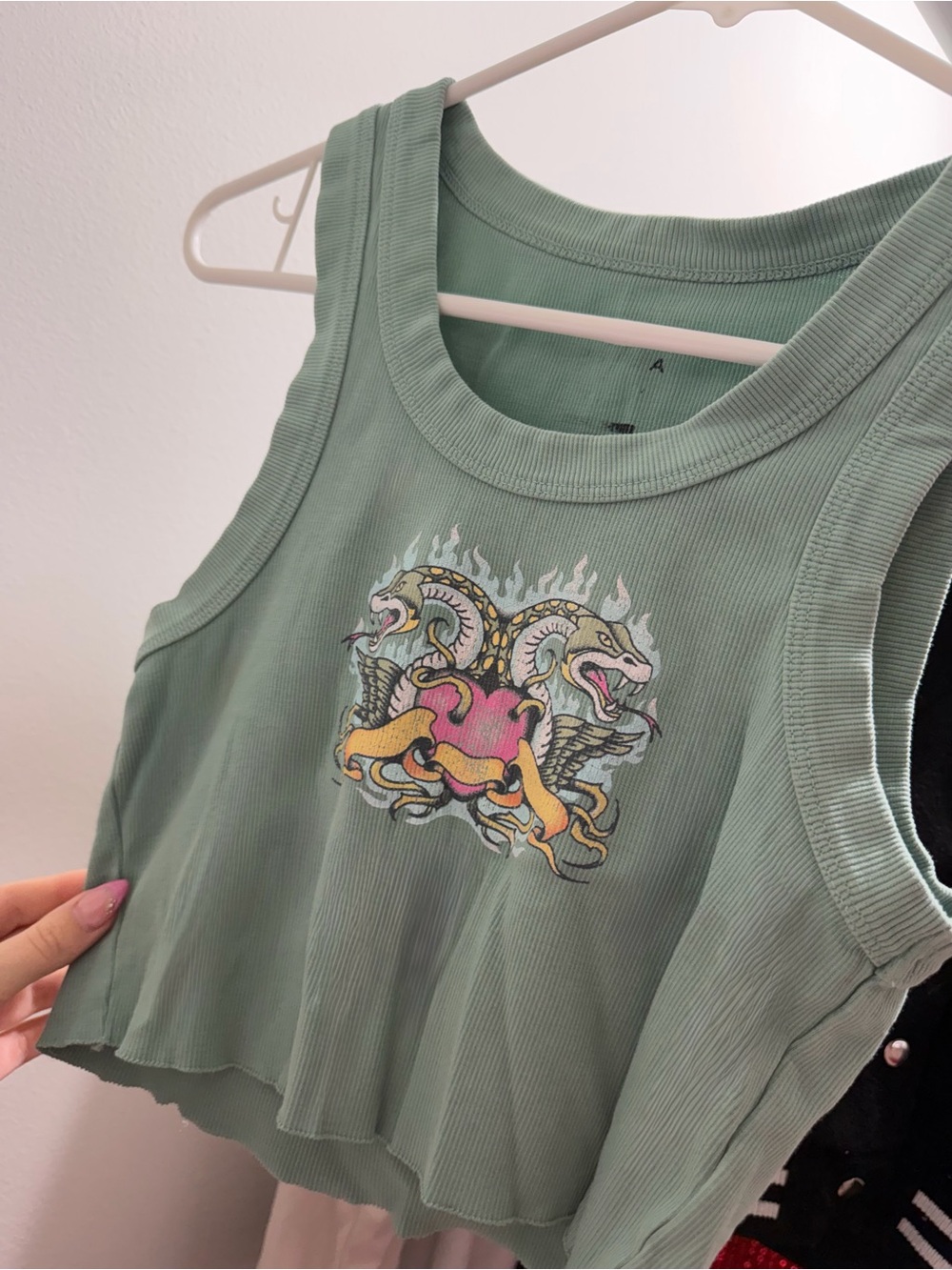 Vintage pacsun Green snake Graphic Crop Tank Top